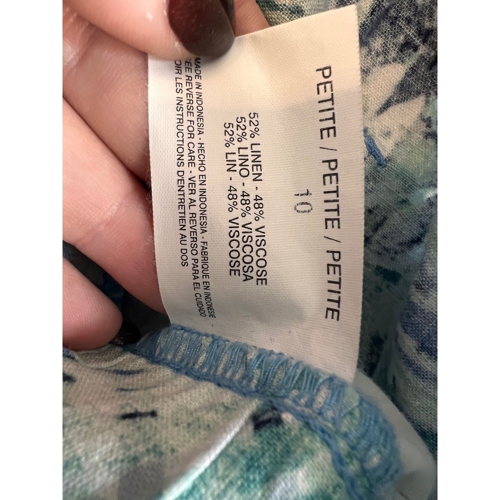 Bandolino Jeans Petite Palm Leaf Print Wide Leg Pant Women Size 10P Linen Petite - Picture 6 of 10